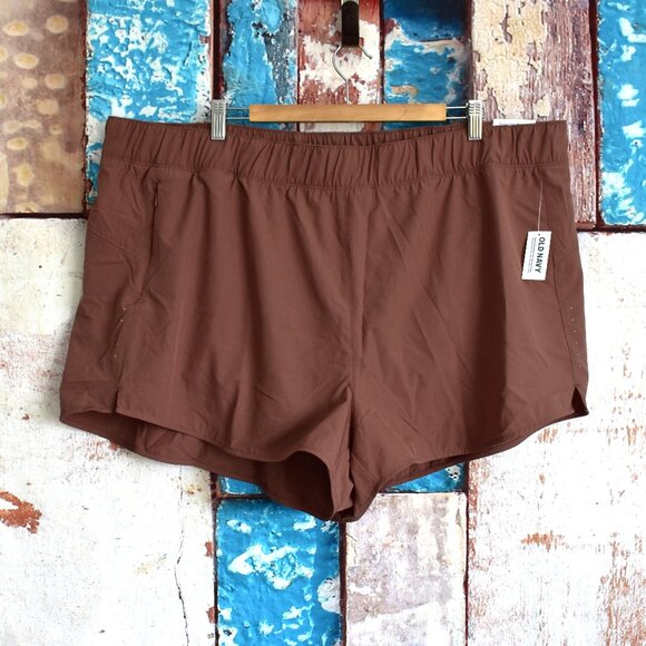 Women's Old Navy Mid-Rise StretchTech Core Run Shorts SIZE 3X Warm Taupe NEW - Picture 1 of 8